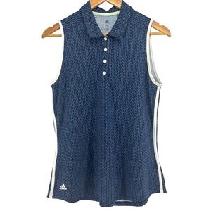 Adidas Ultimate365 Golf Polo Performance Women Sleeveless Top Navy Dotted Size M